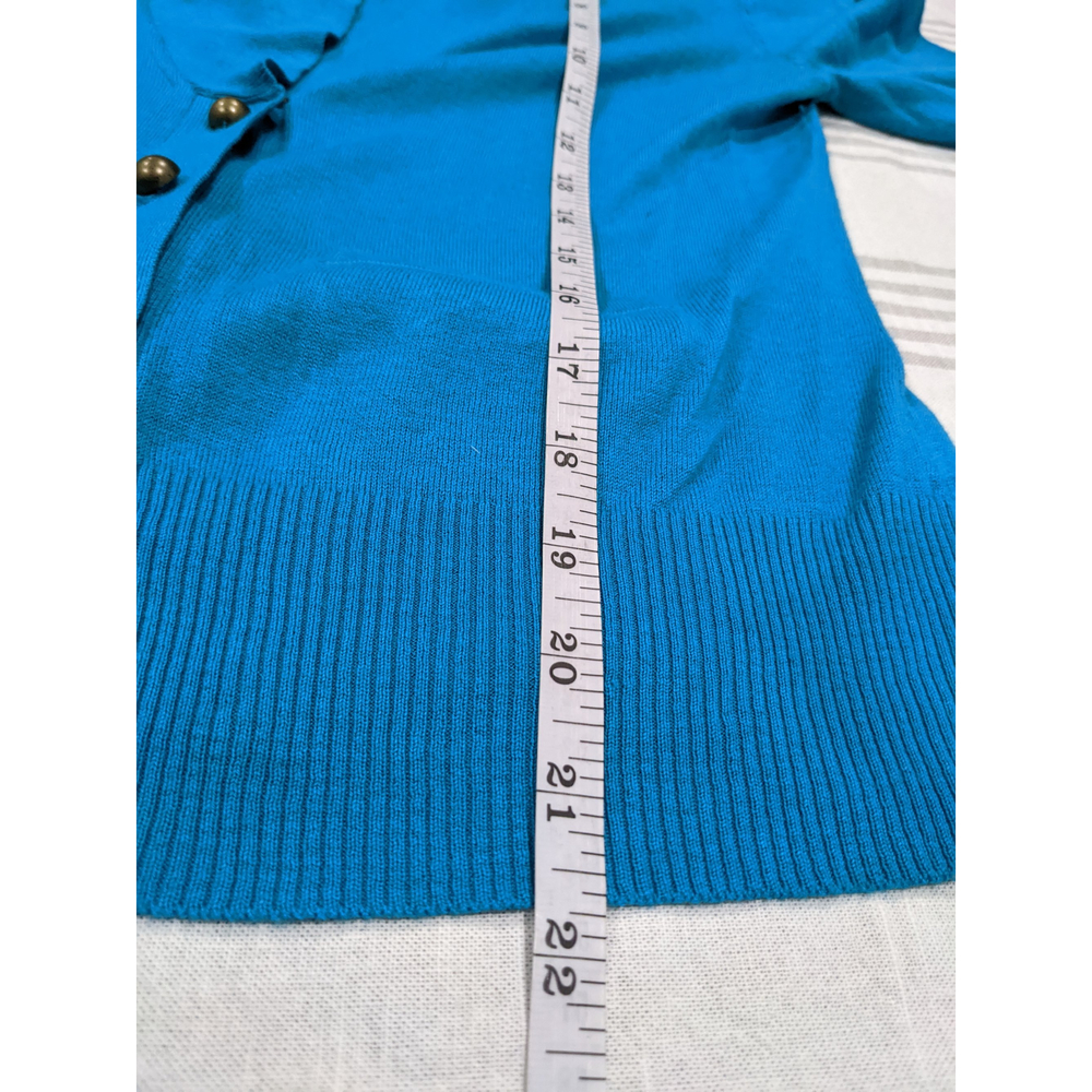 Anthropologie Moth Teal Blue Ruffle Cardigan Size Small - Picture 6 of 6